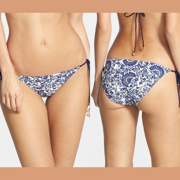 NWT $95 Tory Burch‎ Madura Bikini String Bottoms in Blue [SZ XS ] - Picture 1 of 6